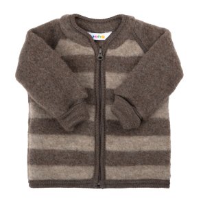 Joha - Cardigan i soft merino uld - Brun og lyserbrun stribe