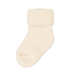Joha - Wool socks w fold cuff, terry - Off white eller beige