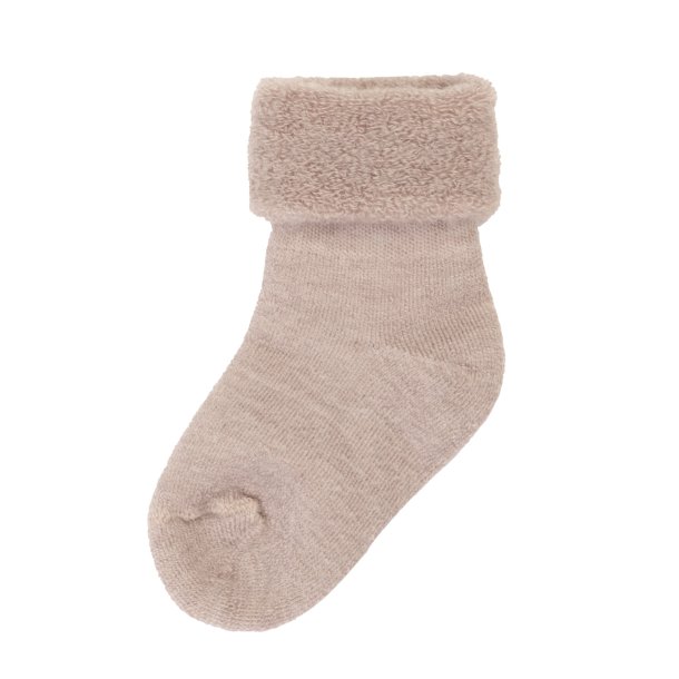 Joha - Wool socks w fold cuff, terry - Off white eller beige