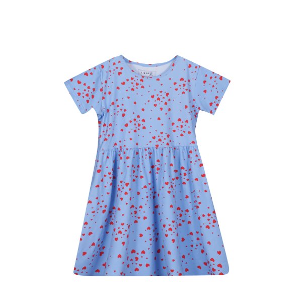 Libert kids - ALMA BABYDOLL DRESS KIDS LIGHT BLUE PINK HEART