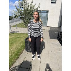Libert - Natalia Round Neck Blouse Black/Creme Stripe