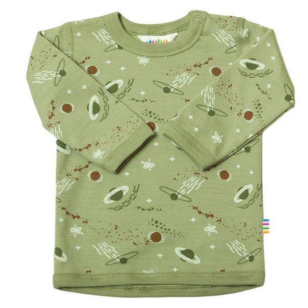 Joha - Bluse med lange �rmer - Gr�n med planeter
