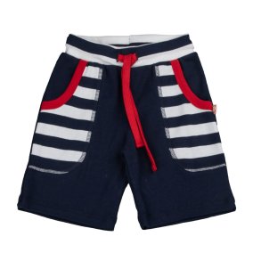 Katvig - Smarte Shorts i bl med stribede lommer.