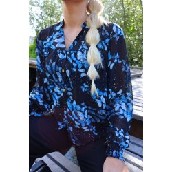 Libert - Mag LS-VNECK SHIRT-Black blue butterfly