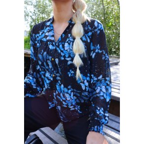 Libert - Mag LS-VNECK SHIRT-Black blue butterfly