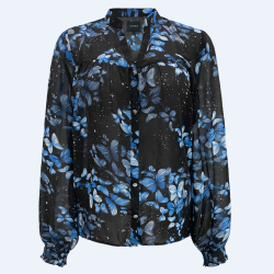 Libert - Mag LS-VNECK SHIRT-Black blue butterfly