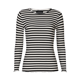 Libert - Natalia Round Neck Blouse Black/Creme Stripe
