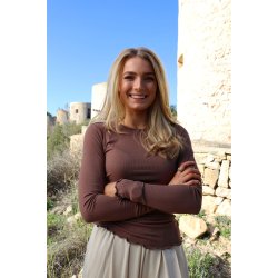 Libert - Natalia Round Neck Blouse - Brown