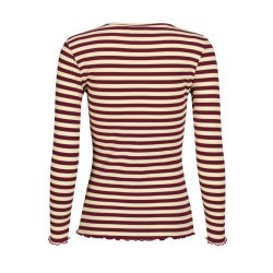 Libert� - Natalia Round Neck bluse - Creme plum stripe