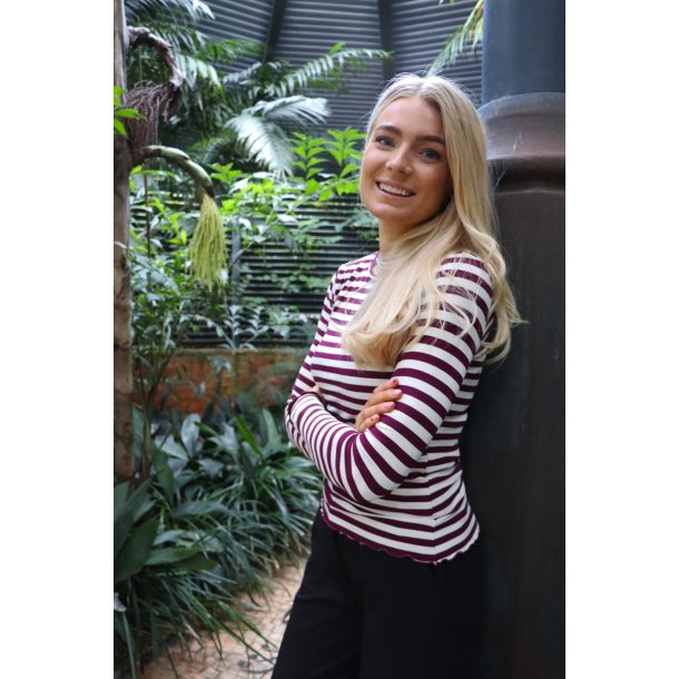 Libert� - Natalia Round Neck bluse - Creme plum stripe