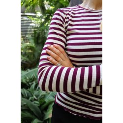 Libert� - Natalia Round Neck bluse - Creme plum stripe