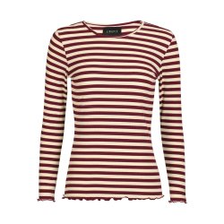 Libert� - Natalia Round Neck bluse - Creme plum stripe