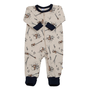 Joha - Nightsuit - Beige og bl 2in1 foot