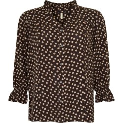 Ofelia - lou skjorte 3/4 rme - Brun 