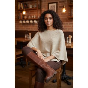 Ofelia - Alba knit poncho - sand melange