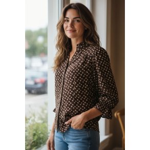 Ofelia - lou skjorte 3/4 rme - Brun 