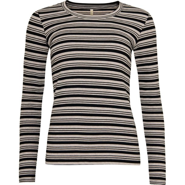 Ofelia - Sisa bluse - Sort / beige stribet