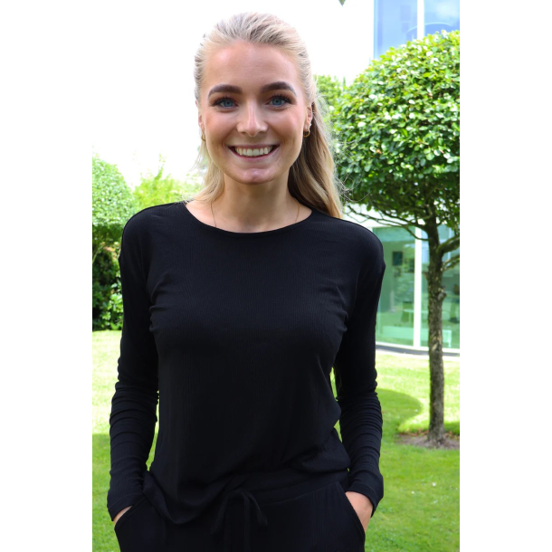 Libert - Natalia Round Neck Blouse Black