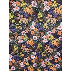 Libert - MESH Top Orange/Black Flowers