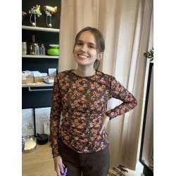 Libert - MESH Top Orange/Black Flowers