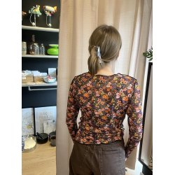 Libert - MESH Top Orange/Black Flowers