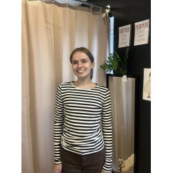 Libert - Natalia Round Neck Blouse Black/Creme Stripe