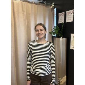 Libert - Natalia Round Neck Blouse Black/Creme Stripe