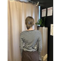 Libert - Natalia Round Neck Blouse Black/Creme Stripe