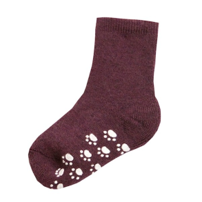 Joha - Wool sock med antislip - Aubergine
